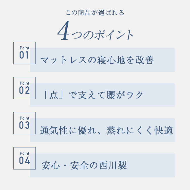 西川 マットレストッパー 睡眠ラボ ドッツ ヘルシーライトマットレス 内容