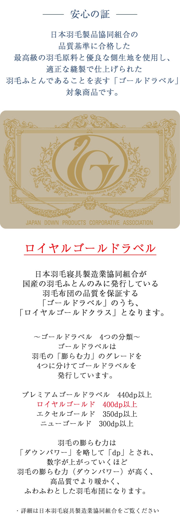 山甚物産 羽毛布団 ロイヤルゴールドラベル
