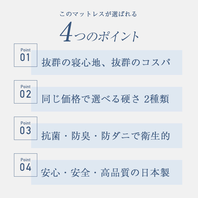 こみち完全オリジナルマットレス　クラフトマンベーシック　ポイント