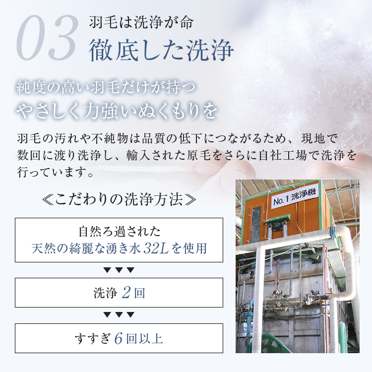 フランスベッド　羽毛布団　AS-DLQ-90　徹底した洗浄