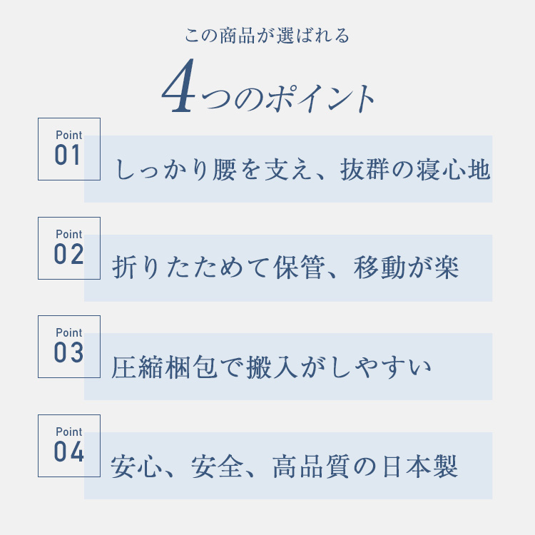 フランスベッド　折りたたみマットレス　FD-W02　ポイント