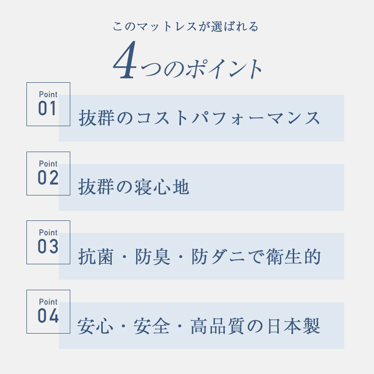 こみち完全オリジナルマットレス　グッドスリープサポート　ポイント