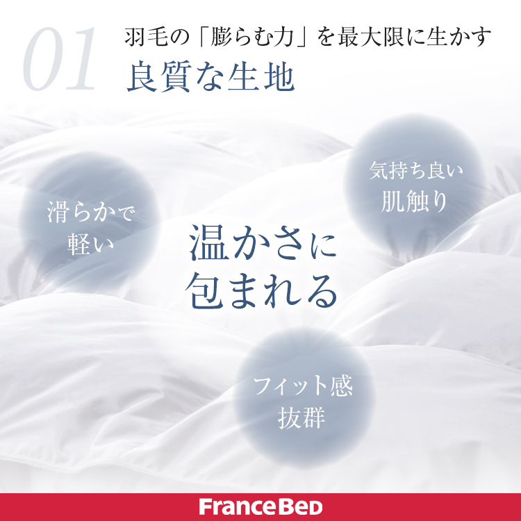 フランスベッド　羽毛布団　AS-DLQ-90　良質な生地