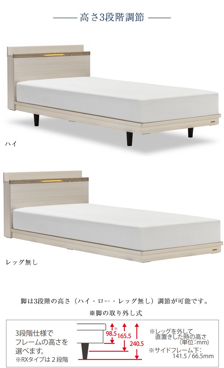 フランスベッド　ベッドフレーム　ポメロ02C　機能